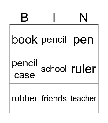Numbers Bingo Card
