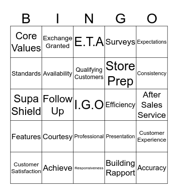 Customer Service Week 2016 Bingo Card