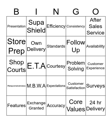 Customer Service Week 2016 Bingo Card