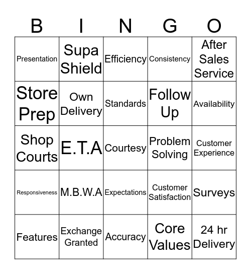 Customer Service Week 2016 Bingo Card
