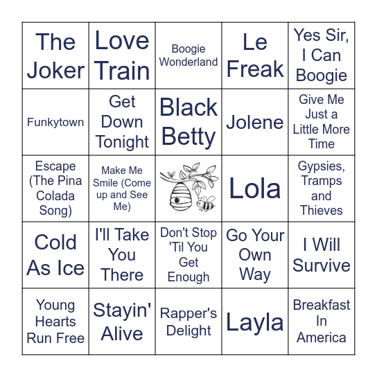 70's Bingo Card