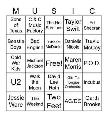 Music_02012025 Bingo Card