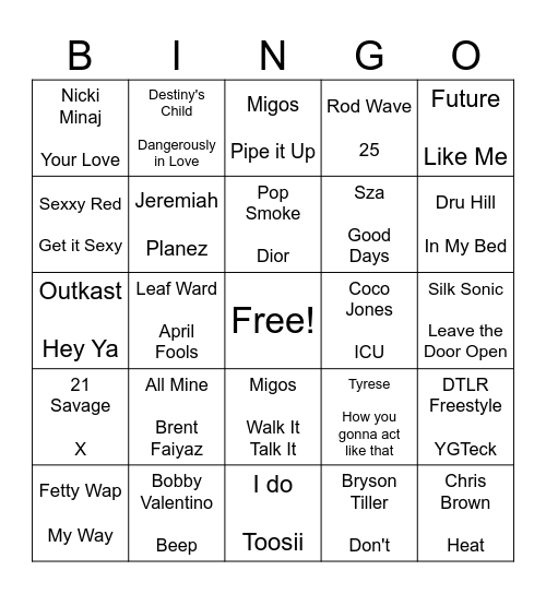 Beats & Bingo Card