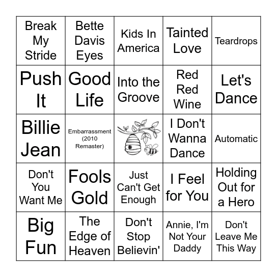 80's Bingo Card