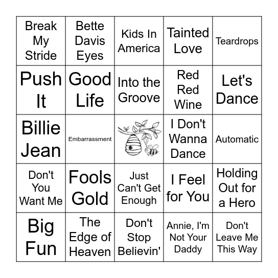 80's Bingo Card