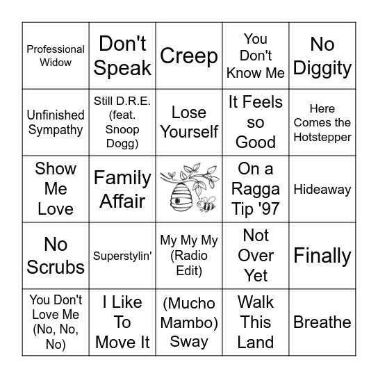 90's Bingo Card