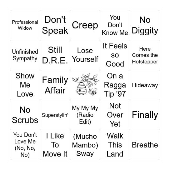 90's Bingo Card