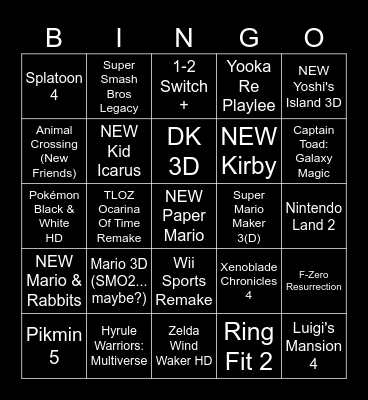 Jogos na Direct NS2 Bingo Card