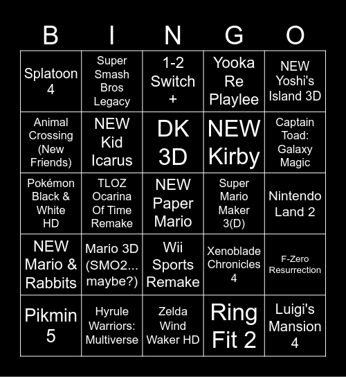 Jogos na Direct NS2 Bingo Card