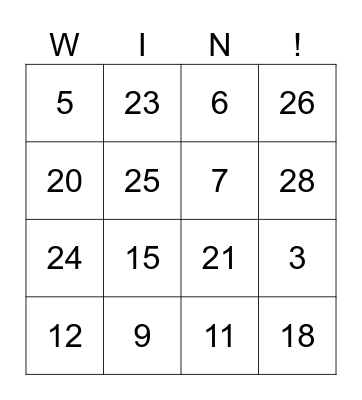 French Bingo! Bingo Card