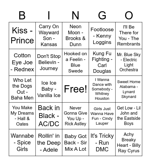 RichPickel Trivia Music Bingo Card