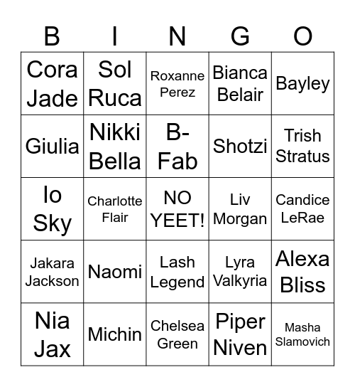 Women's Royal Rumble 2025 Bingo Card