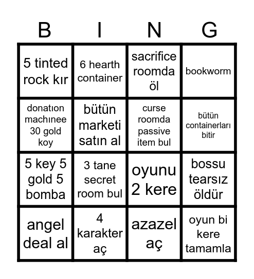 Isaac repentance bingo Card
