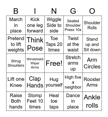 Fitness Bingo Card