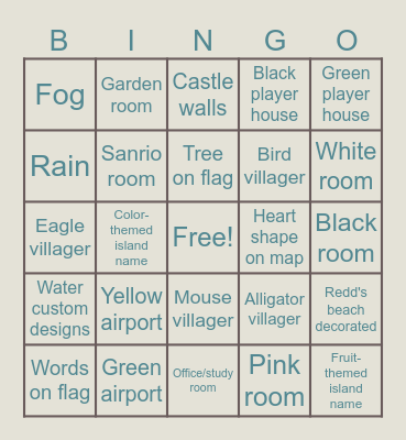 Dream Address Bingo! Bingo Card
