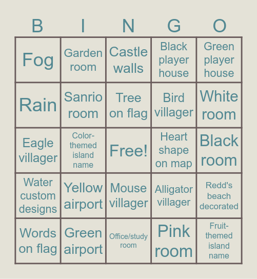 Dream Address Bingo! Bingo Card