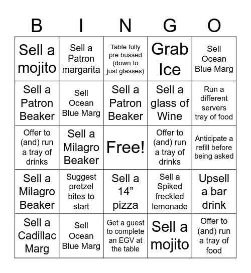 Sever Bingo Card