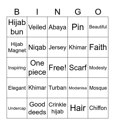 Hijab Bingo Card