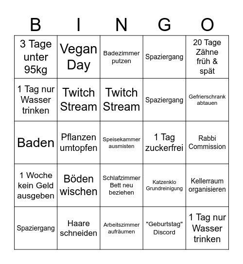 Februar Bingo Card