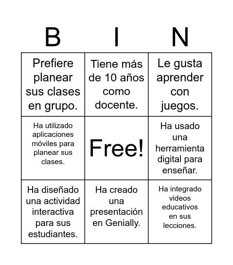 Bingo de Datos Curiosos Bingo Card