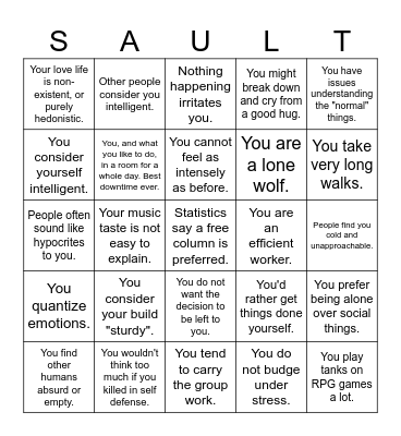 Meursault Limbus Company Bingo Card