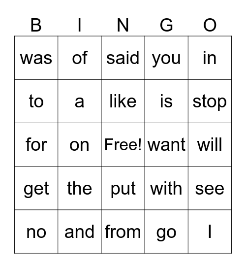 RED WORD BINGO Card