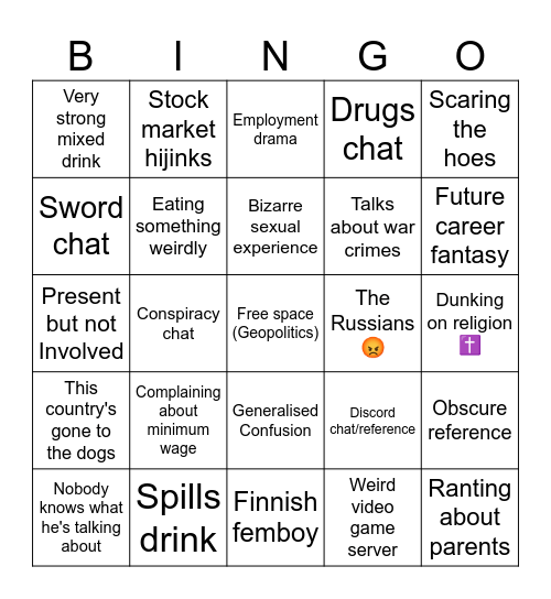 Chaos Harry Bingo Card