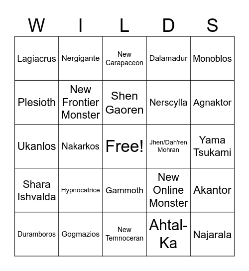 MH WILDS BINGO Card