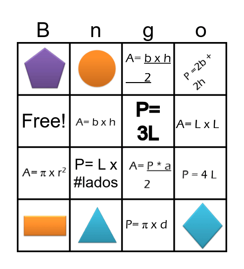 Área y Perímetro Bingo Card