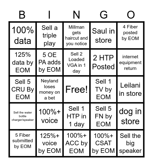 Rivergate BingoJ Bingo Card