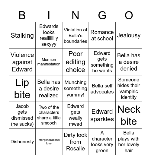 Twilight Night Bingo Card