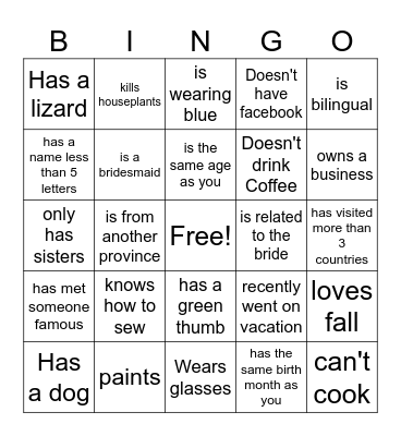 Find Someone Who Bingo Card