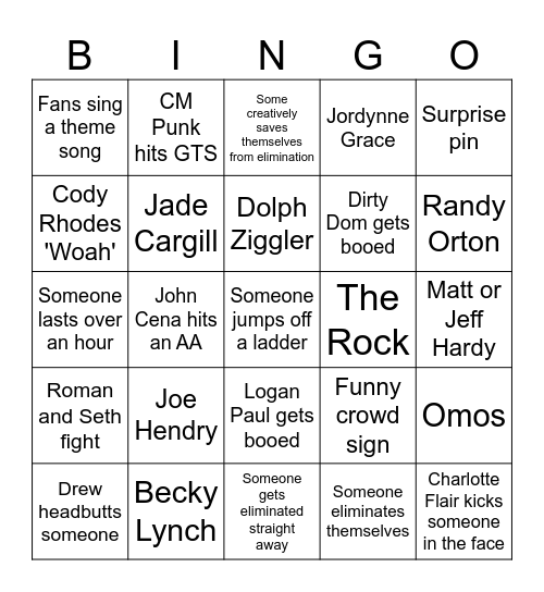 Royal Rumble 2025 Bingo! Bingo Card