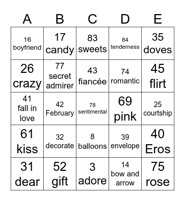 VALENTINES 2025 Bingo Card