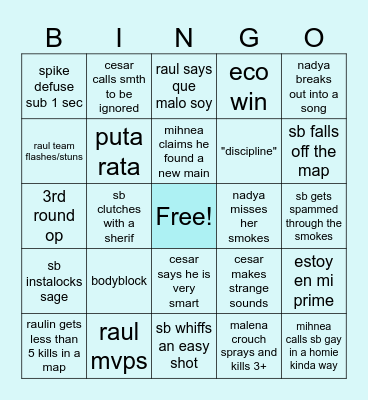 VALORANT HOMIES NIGHT Bingo Card