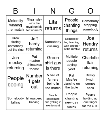 Royal Rumble 2025 Bingo Card