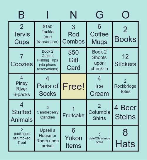 Retail Sales Bingo Card