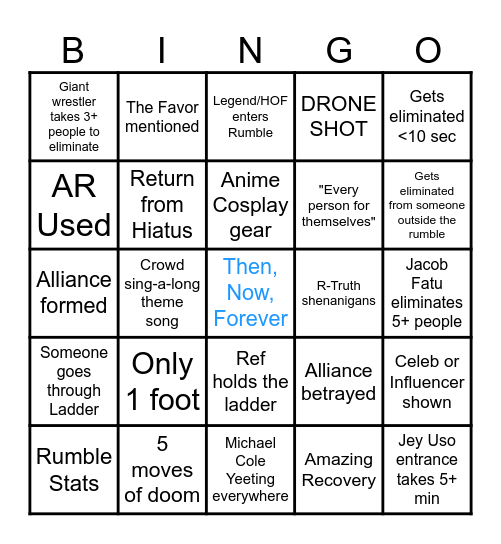 Royal Rumble 2025 Bingo Card
