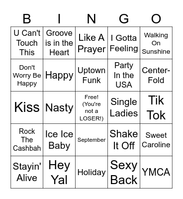 Fun Songs Bingo Card
