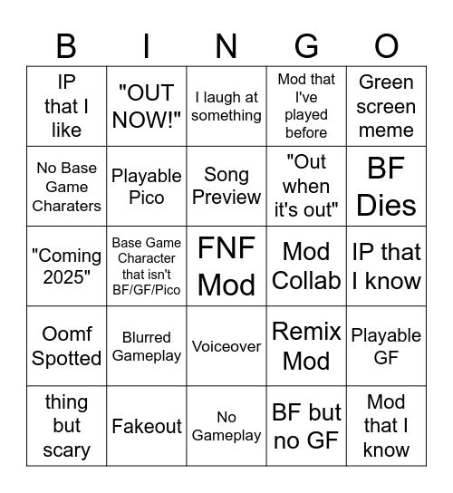 Ramware Broadcast Bingo Card