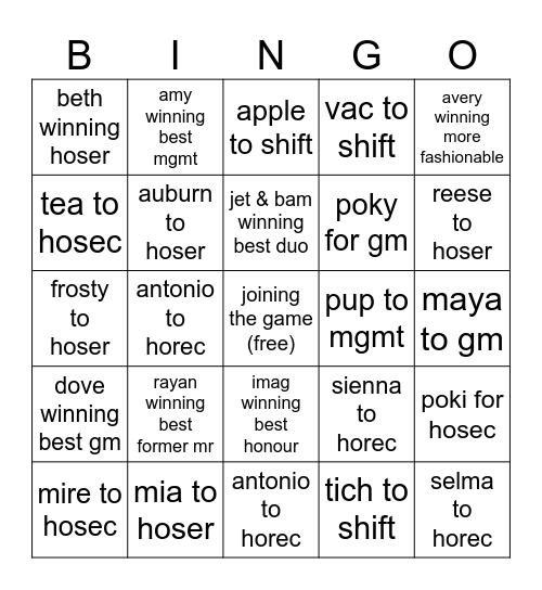 bloxton bingo - both awards & promos Bingo Card