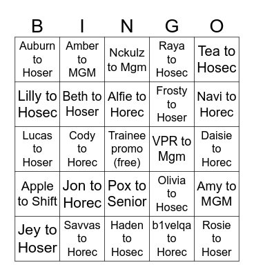 My version of bloxton 2025 bingo Card