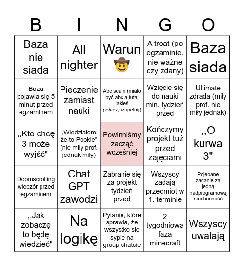 Sesja Bingo Card