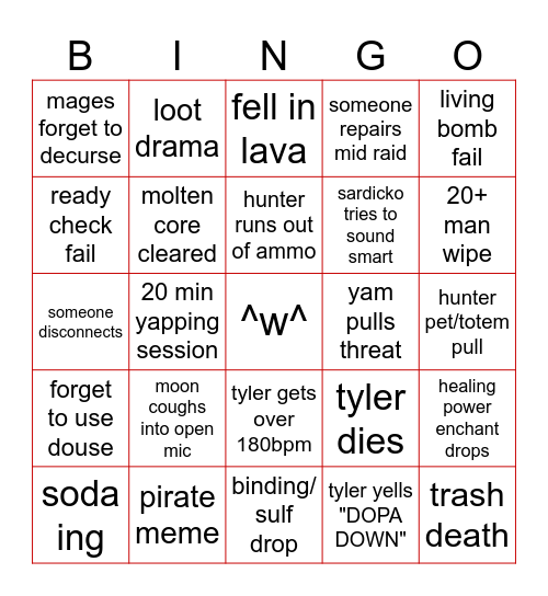 OnlyFangs Bingo Card