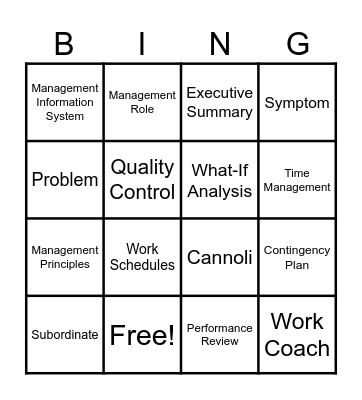 BUS MGMT - CH 2  Mgmt, Supervision, & Decision Making Bingo Card