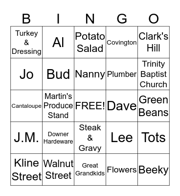 PEA PARTY BINGO Card