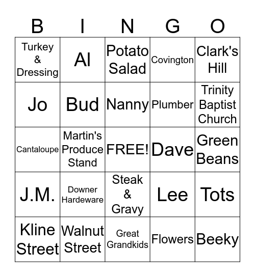 PEA PARTY BINGO Card