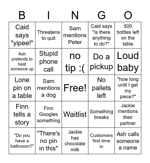 February Bing Bingo Card