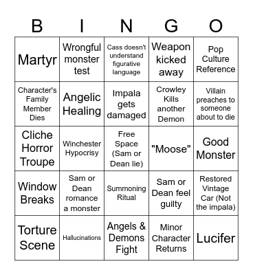 Supernatural Bingo Card