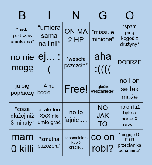 Kat Bingo Card